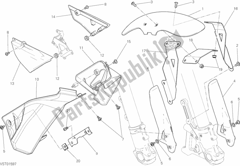 All parts for the Half Fairing of the Ducati Scrambler Classic Thailand USA 803 2017